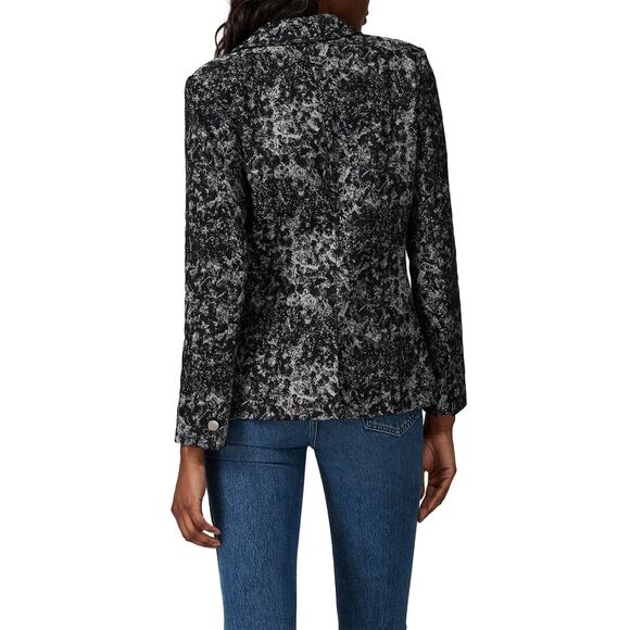 BADGLEY MISCHKA Grey Black Printed Floral 100% Cotton Fitted Charlie Blazer XL - Picture 2 of 12